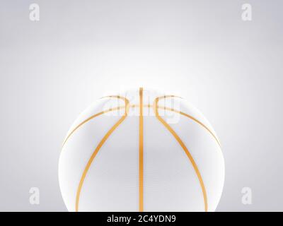 Weiß-und Goldball auf Basketballplatz, weißer Hintergrund Stockfoto