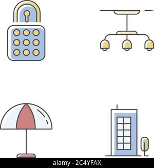 Apartment RGB-Farbsymbole eingestellt Stock Vektor