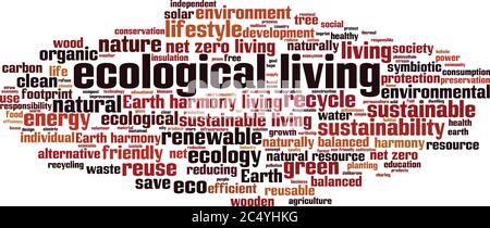 Ökologisches Leben Wort Wolke Konzept. Collage aus Worten über ökologisches Leben. Vektorgrafik Stock Vektor