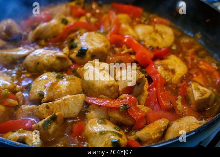 Hausgemachte chinesische süß-saure Huhn und Reis Stockfoto