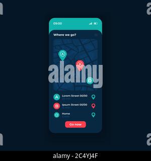 City Transport Navigation App Smartphone Interface Vektor Vorlage Stock Vektor