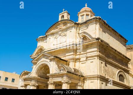 Fassade der Kirche der heiligen Katharina von Alexandria (Heilige Katharina von Italien) - römisch-katholische Kirche in Valletta, malta Stockfoto