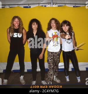 Metallica bei Monsters of Rock in Donnington 1987. Links James Hetfied, Kirk Hammett, Jason Newsted und Lars Ulrich Stockfoto