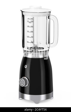 Küchengeräte Konzept. Moderner elektrischer Blender auf weißem Hintergrund. 3d-Rendering. Stockfoto