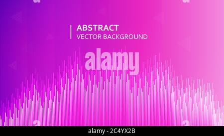 Farbenfroher geometrischer Hintergrund. Dünne Linien in Form einer Audiospur. Die Bewegung der Schallmembran. Audioaufnahme. Equalizer. Stock Vektor