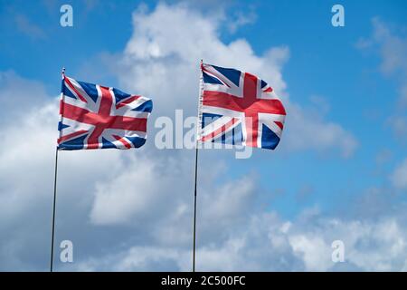 Zwei Unionsflaggen / Union Jacks, Großbritannien Stockfoto