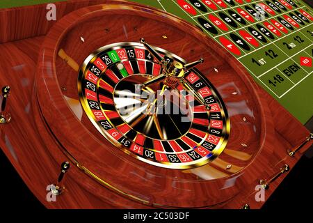 Classic Casino Roulette Tisch extreme Nahaufnahme. 3d-Rendering. Stockfoto