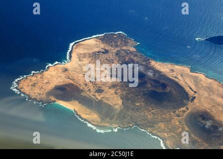 Insel La Graciosa, nördlicher Teil, Luftaufnahme, Kanarische Inseln, La Graciosa Stockfoto