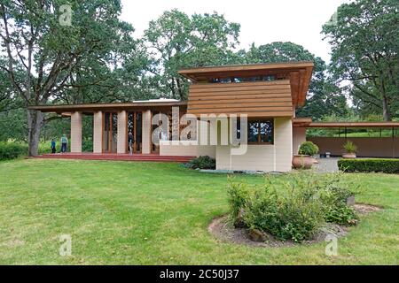 Das Gordon House, ein Frank Lloyd Wright Haus in Silverton, Oregon. Es wurde 1957 für Evelyn und Conrad Gordon entworfen und schließlich fertiggestellt Stockfoto