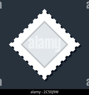 Leere Briefmarke aus weißem Papier. Aufrechenbare Form vom Hintergrund isoliert. Vektorgrafik ist ein grafisches Element für künstlerische Gestaltung pro Stock Vektor