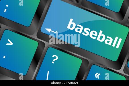 Baseball Wort auf Tastatur-Taste, Notebook-Computer. Baseball-Text Stockfoto