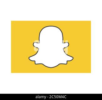 Snapchat App ist ein beliebtes Social-Networking-Anwendung für die Freigabe von Fotos. Snapchat-Logo . Charkiw, Ukraine - 15. Juni 2020 Stockfoto