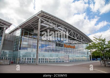 Das Einkaufszentrum Intu Braehead befindet sich auf dem Gelände des alten Renfrew-Kraftwerks am Südufer des Flusses Clyde Stockfoto