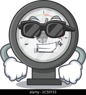 Fabelhafte Manometer Cartoon Charakter trägt klassische schwarze Brille Stock Vektor