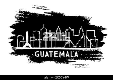 Guatemala City Skyline Silhouette. Handgezeichnete Skizze. Business Travel und Tourismus Konzept mit historischer Architektur. Vektorgrafik. Stock Vektor