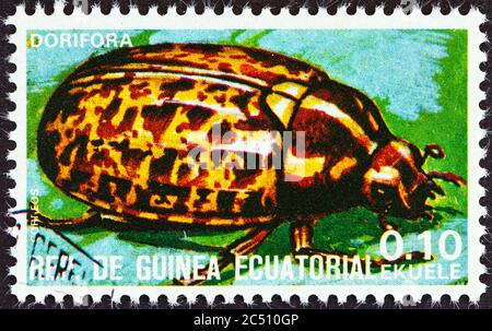 ÄQUATORIALGUINEA - UM 1978: Eine in Äquatorialguinea gedruckte Marke aus der 'Insekten'-Ausgabe zeigt Dorifora, um 1978. Stockfoto