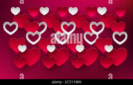 Verschiedene Herzen auf abstraktem dunklen Hintergrund Stock Vektor