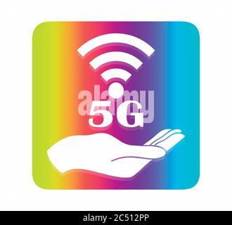5G-Vektorsymbol. Abbildung: Drahtlose Internetverbindung der 5. Generation – Informationstechnik. Stock Vektor