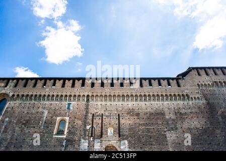 Die Mauern des Castello Sforzesco in Mailand, Italien. Stockfoto