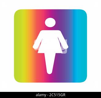 Weibliche Toilette Symbol Neon Regenbogen flaches Design Vektor Illustration Stock Vektor