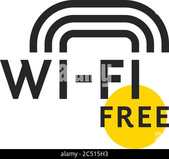 Einfaches kostenloses WiFi-Zone-Symbol auf weiß Stock Vektor
