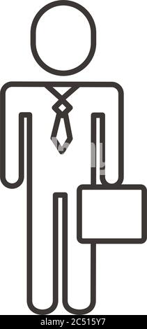 Geschäftsmann Figur mit Portfolio Linie Stil Symbol Vektor Illustration Design Stock Vektor