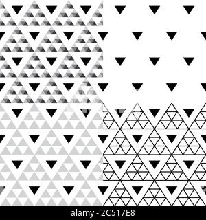 Dreieck Vektor nahtlose Muster Set - Sammlung von vier geometrischen repetitiven Textil-Designs Stock Vektor