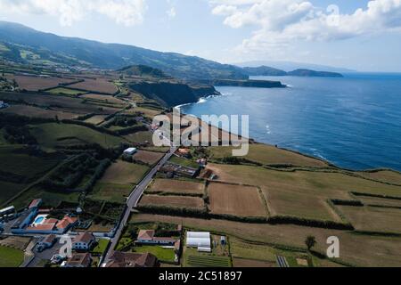 Luftlandschaft in Maia auf der Insel San Miguel, Azoren, Portugal. Stockfoto