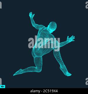 Man posiert und Tanzen. Silhouette einer Tänzerin. 3D-Modell des Menschen. Sport Symbol. Design Element. Vector Illustration. Stock Vektor