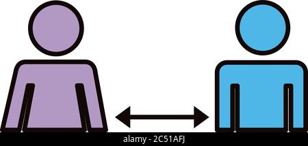 Männliche Menschen Silhouetten Abstand soziale Linie und füllen Stil Symbol Vektor Illustration Design Stock Vektor