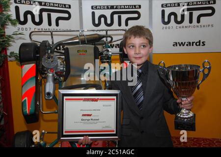 Williams F1-Pilot George Russell in seiner frühen Karting-Karriere. Stockfoto