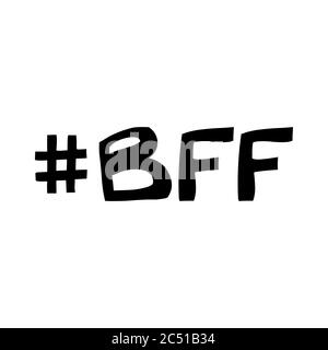 Best friend Forever Abkürzung. Niedliche handgezeichnete Schriftzüge im modernen skandinavischen Stil. Isoliert auf weißem Hintergrund. Vektorgrafik. Stock Vektor
