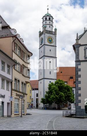Ravensburg, BW - 21. Juni 2020: Blick auf den historischen Blaserturm in Ravensburg Stockfoto