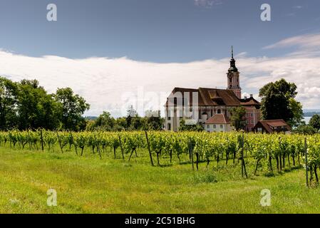 Birnau, BW / Deutschland - 20. Juni 2020: Blick auf den historischen Dom in Birnau am Bodensee in Süddeutschland Stockfoto