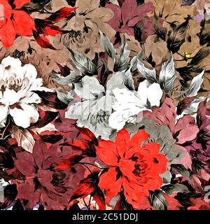 Abstrakt Vintage floralen Hintergrund, Leinwand Wandteppich mit breiten Farbstrichen für Design. Stockfoto
