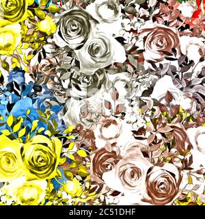 Abstrakt Vintage floralen Hintergrund, Leinwand Wandteppich mit breiten Farbstrichen für Design. Stockfoto