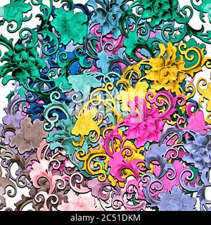 Abstrakt Vintage floralen Hintergrund, Leinwand Wandteppich mit breiten Farbstrichen für Design. Stockfoto