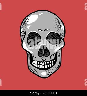 Cartoon Vektor menschlichen Schädel auf Hintergrund isoliert Stock Vektor