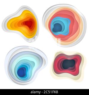 Abstrakter Hintergrund mit Farben Papier ausgeschnittenen Schichten. Vektorgrafik Werbung. Materialdesign. Papierschneidtextur. Gilt für Unternehmen Stock Vektor