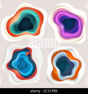 Abstrakter Hintergrund mit Farben Papier ausgeschnittenen Schichten. Vektorgrafik Werbung. Materialdesign. Papierschneidtextur. Gilt für Unternehmen Stock Vektor