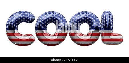 Cool USA Sterne und Streifen Folienballon Wort. 3D-Rendering Stockfoto