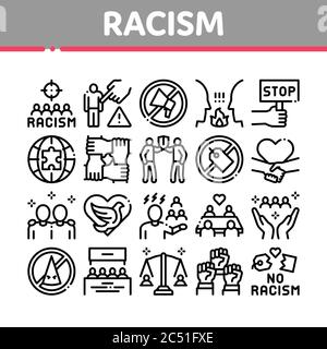 Rassismus Diskriminierung Sammlung Icons Set Vektor Stock Vektor