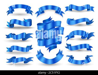 Bannersammlung mit blauem Band. Vektor-Illustration erstellen mit Mesh-Tool verwenden für Element Verkauf Förderung, Grußkarte Werbung Poster und vieles mehr. Stock Vektor