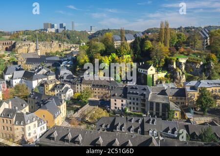 Luxemburg Stadt, Hauptstadt des Großherzogtums Luxemburg, Blick auf die Innenstadt von Luxemburg, Stadt des europäischen Landes Stockfoto