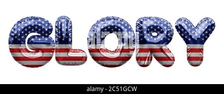 Glory USA Sterne und Streifen Folienballon Wort. 3D-Rendering Stockfoto