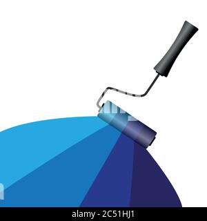 Malerei mit verschiedenen Farben mit Walze auf weißem Hintergrund Vektor-Illustration EPS10 Stock Vektor