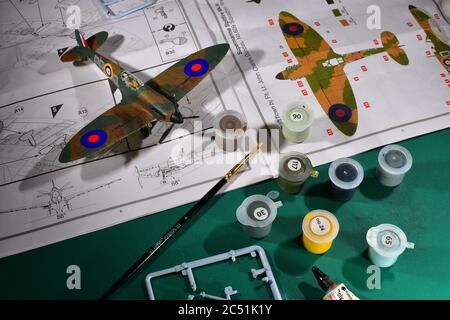 Supermarine Spitfire Mk.1a Airfix Flugzeugmodell im Maßstab 1:72 Stockfoto