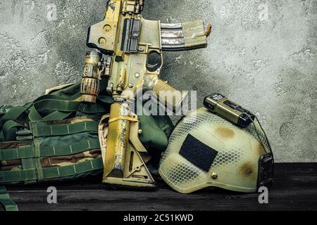 Moderne Waffenserie. US Army Sturmgewehr, Nahaufnahme. Stockfoto