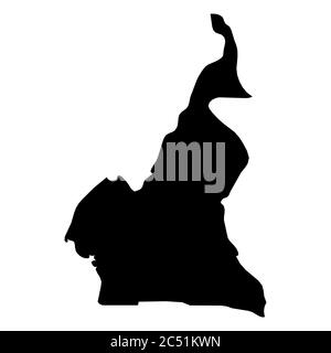 Kamerun - solide schwarze Silhouette Karte des Landes. Einfache flache Vektordarstellung. Stock Vektor
