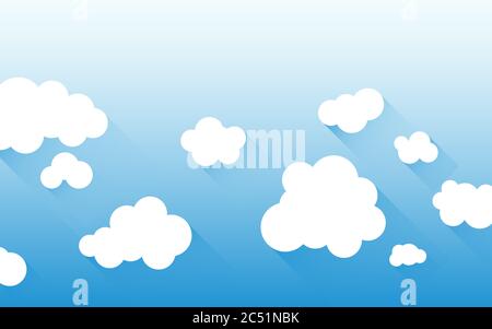 Helle Atmosphäre weiße Wolken auf oben blauen Himmel Landschaft Vektor Hintergrund Design Illustration Stock Vektor